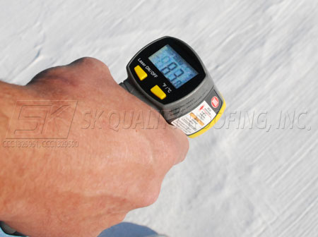 Infrared Thermometer on Elastomeric 83 Degrees after roof coating